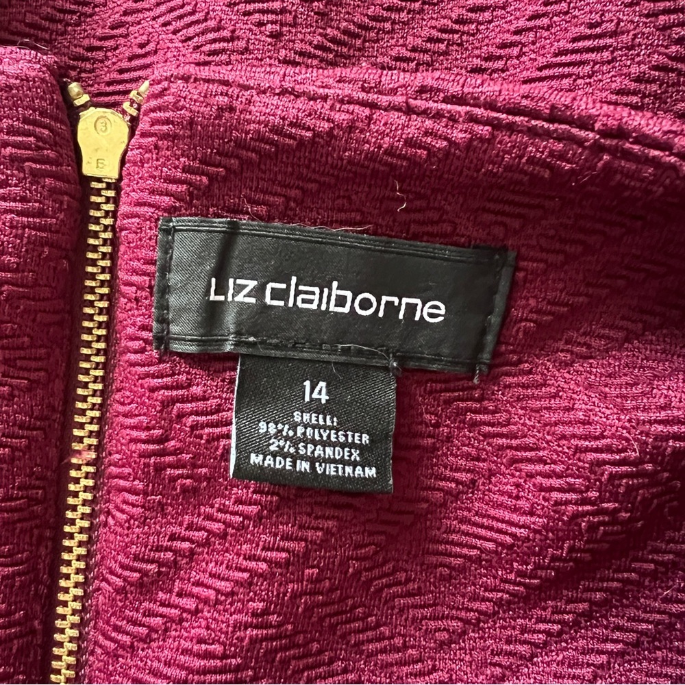 Liz Claiborne Maroon Textured Knit Dress Office - Picture 4 of 5